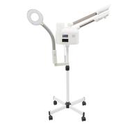 Humidificateur facial - PTC338 3-en-1 à double tête - Brume chaude et froide - Éclairage LED et loupe - Réservoir d'eau de 1 L - 220 V - Blanc