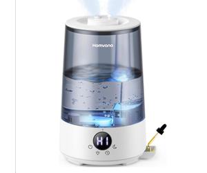 Humidificateur Homvana pour chambre à coucher, remplissage par le haut, 3,6 L, brume fraîche à 360°, autonomie de 34 heures, silencieux (16 dB, technologie SilentSpary), compact, humidificateur pour p