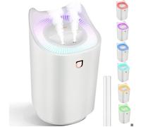 Humidificateur pour chambre à coucher, 3L humidificateur avec 7 couleurs LED et 2 orifices de pulvérisation, jusqu'à 24-48 heures