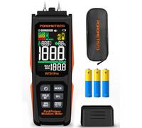 Humidimètre 2 en 1 à broches et sans broches, Température et Humidité | Calibration Zéro;MAX/MIN/Maintien;Alarme Sonore/Mode Silencieux;Indicateur de Batterie Faible;Convient au Bois,Béton,Plâtre