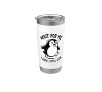 Humour amusant pour les amoureux des pingouins « Wait For Me I Have Little Legs » Gobelet isotherme en acier inoxydable double paroi