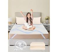 HUNAIGEE Drap de Mise à la Terre 200x200cm | Tapis de Mise à la Terre Drap Plat 2 Personnes conducteur avec câble de Terre UE 10% Fibre d'argent & 90% Coton Bio Beige