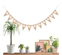 HunicandIU Guirlande Triangulaire | Drapeau triangulaire en lin et jute motif marguerite | Guirlandes de Fanions | pour Salle de ole Extérieur Maison Jardin Mariage Fiançailles Anniversaire