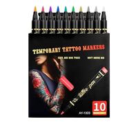 HunicandIU Marqueurs Body Art | Crayons Temporaires 10 Couleurs avec Pochoirs,Marqueur Corps À Paillettes Cosmétiques,Pour Adultes Jeunes Femmes Hommes Déguisements Cosplay Fêtes