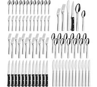 Hunnycook Set de couverts 12 personnes Acier inoxydable 72 pièces Couteaux à steak Fête Mariage