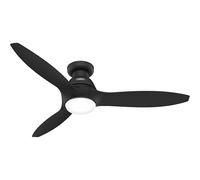 Hunter Calabasas 52889 Ventilateur noir mat pour utilisation extérieure et intérieure avec kit d'éclairage LED et télécommande portable, fonctionnement été/hiver, 132 cm