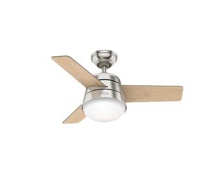 HUNTER FAN Finley, 91,44 cm, Ventilateur de Plafond Intérieur avec Lumière/Télécommande, Nickel Brossé, 3 Lames Réversibles en Noyer Américain et Bois Naturel, pour Été et Hiver, Modèle 50643
