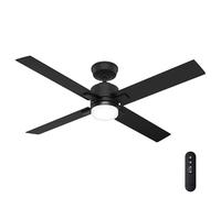 Hunter Ventilateur de plafond Mila - 132 cm - Installation express - Noir mat - Avec kit d'éclairage LED et télécommande portable - Fonctionnement été/hiver - Modèle 52888