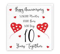 Hunts England - Carte 10e anniversaire de mariage - 10 ans ensemble - Joyeux anniversaire - Collection intemporelle