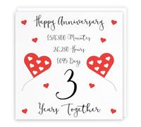 Hunts England Carte 3ème anniversaire de mariage - 3 ans ensemble - Joyeux anniversaire - Collection intemporelle - Standard - 148 x 148 mm
