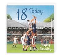 Hunts England - Carte d'anniversaire 18 ans - Rugby Fun - Milo's Gallery - Carte d'anniversaire 18 ans - Carte d'anniversaire pour les fans de rugby de 18 ans - 18 ans