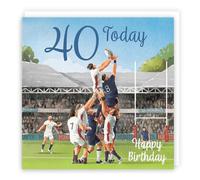 Hunts England - Carte d'anniversaire 40 ans - Rugby Fun - Milo's Gallery - Carte d'anniversaire 40 ans - Carte d'anniversaire pour les fans de rugby de 40 ans - 40 ans