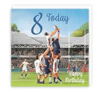 Hunts England Carte d'anniversaire 8 ans - Milo's Gallery - Carte d'anniversaire sportive pour 8 ans - Pour les fans de rugby de 8 ans