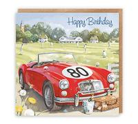 Hunts England - Carte d'anniversaire 80 ans pour lui - Motif voiture de sport classique - Joyeux anniversaire - 80 ans - Carte d'anniversaire artistique pour homme - Collection Milo's Gallery - Match