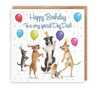 Hunts England Carte d'anniversaire drôle pour homme de la part du chien - Chiens dansants - Spécial papa de chien! - Pour hommes, mari, papa, fils, etc. - Collection Milo's Gallery