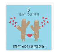 Hunts England Carte de 5e anniversaire de mariage - Noces de bois - Trunks d'arbre - Collection emblématique