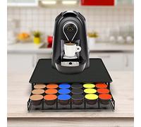HUOLE 36 porte-capsules de café, tiroir de rangement en métal pour capsules, support de machine à café et organisateur de dosettes de café, boîte de rangement pour cuisine, bureau domestique-noir