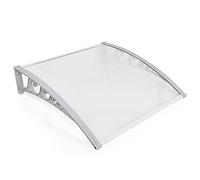 HUOLE Auvent de Porte, Auvent fenêtre Blanche Pluie Neige abri Avant Porche Ombre extérieure Toit terrasse,Entrée Marquise Solaire Porte Anti-Soleil Protection d'abri Polycarbonat (80x120cm)