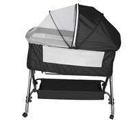 HUOLE Berceau avec Matelas,3 in 1 Berceau Cododo avec Matelas et Moustiquaire,Lits bébé Lit cododo 4 en 1 Berceau cododo bébé 4 Hauteurs Réglables,104 * 52 * 100-110 cm (4 Niveaux de Hauteur) - Noir