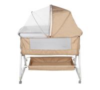 HUOLE Berceau Bébé 3 en 1, Lit Cododo Portable avec Mode Berceau, Matelas Amovible, Hauteur Réglable,Roues Verrouillables, Lit de Voyage pour Nouveau-92 * 52 * 106-118 cm-Blanc cassé