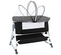 HUOLE Berceau pour Bébé avec Système de Fixation au Lit, Hauteur Réglable et Côtés Ventilés | Berceau Cododo Parfait pour Dormir Près de Bébé-80 x 40 x 100-116 cm (6 Vitesses - Noir)