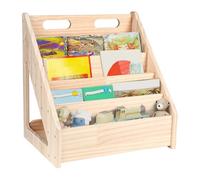 HUOLE Bibliothèque Rangement Bois, 2-en-1 Mini Étagère pour Enfant Garçon et Fille de 1-5 Ans, Basse et Massif, Salon Chambre, Cadeau d'anniversaire pour Enfants,41,9 x 41,9 x 30,4 cm