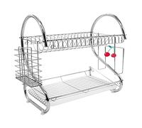 HUOLE Égouttoir à Vaisselle, INOX à 2 Niveaux,en Acier Inoxydable Double Couche Simple Plaque égouttoir de Cuisine égouttoir (Support Principal + Cage à Baguettes + Planche à découper)