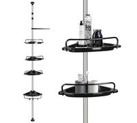HUOLE Étagère de Douche Réglable en Hauteur, 4 Niveaux, Étagère d'angle Télescopique, Hauteur, Rangement de Salle de Bain, Serviteur Extensible avec 4 Supports (105-310 cm (plastique) Noir)