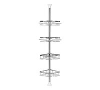 HUOLE étagère de douche télescopique en métal,serviteur de douche à fixation facile,étagère d'angle extensible pour shampoing, après-shampoing,4 paniers,Taille réglable de 110-280cm (4étage)