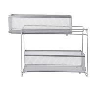 HUOLE Étagère de Rangement sous évier, Rangement sous évier à 2 Niveaux, Organisateur de Cuisine avec Tiroirs Coulissants, étagère à épices Organiseur Coulissant-35 * 18 * 32.5 cm-Argent (2 pièce)