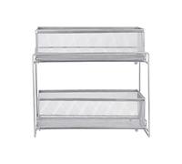 HUOLE Étagère de Rangement sous évier, Rangement sous évier à 2 Niveaux, Organisateur de Cuisine avec Tiroirs Coulissants, étagère à épices Organiseur Coulissant-35 * 18 * 32.5 cm-Argent (1 pièce)