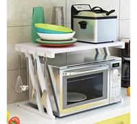 HUOLE Étagère pour Micro-Porte-épices- Extensible - avec crochets, support de four, grille à rôtir, étagère de plan de travail pour micro-ondes, étagère de rangement de comptoir de cuisine