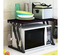 HUOLE Étagère Stable en Bois pour Four à Micro-Ondes avec Crochets, Support de Four, Grille à rôtir, étagère de Plan de Travail pour Micro-Ondes, étagère de Rangement de comptoir de Cuisine