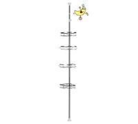 HUOLE Etagères de Douche d'angle réglable, serviteur de douche à fixation facile,étagère d'angle extensible pour shampoing, après-shampoing,4 paniers,Taille réglable de 110-280cm(4étage)