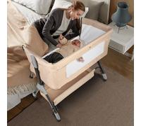 HUOLE Lit Cododo Bebe Berceau Bebe à 4 Niveaux, Couffin pour Dormir Ensemble en Toute Sécurité, Lit d'enfant Portable Facile à Plier pour Nouveau-né/Nourrisson-104 * 52 * 100-110 cm - Blanc cassé