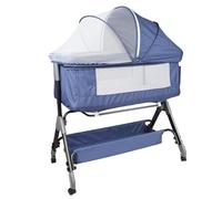HUOLE Lit Cododo Bebe Berceau Bebe à 4 Niveaux, Couffin pour Dormir Ensemble en Toute Sécurité, Lit d'enfant Portable Facile à Plier pour Nouveau-né/Nourrisson-104 * 52 * 100-110 cm-Bleu Marine