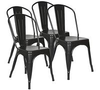 HUOLE Lot de 4 Chaises de Salle à Manger Empilables en Métal Style Industriel Vintage, Convient pour Une Utilisation Intérieure et Extérieure, Chaise de Jardin,85 * 45 * 45cm