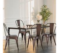 HUOLE Lot de 4 Chaises de Salle à Manger Empilables en Métal Style Industriel Vintage, Convient pour Une Utilisation Intérieure et Extérieure, Chaise de Jardin,85 * 45 * 45cm