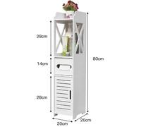 HUOLE. Meuble Colonne Armoire sur Pied pour Salle de Bain avec tiroir Commode de Rangement 20*20*80cm Blanc