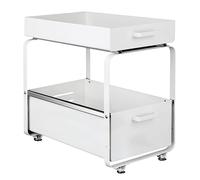 HUOLE Organisateur de Cuisine à 2 Niveaux Rangement sous évier, Coulissant Organiseur pour Cuisine Armoire Salle de Bain, Acier au carbone-40 * 25,5 * 39,5 cm-Blanc (1PC)