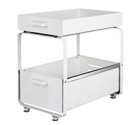 HUOLE Organisateur sous évier - Tiroir de Rangement en métal - Support Coulissant avec séparateurs pour épices,Douche,Garde-Manger - Cuisine,Salle de Bain,sous évier,étagères de Garage-Blanc