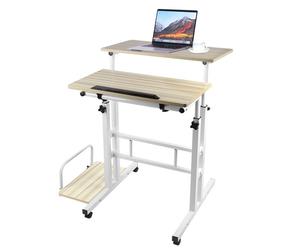 HUOLE - Petit bureau d'ordinateur avec plateau d'accueil, hauteur réglable, 82*60*67-115cm, couleur érable blanc.