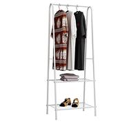 HUOLE Portant/Penderie à vêtement Métal étendoir, séchoir à Linge Porte-vêtements - Porte-vêtements pour chambre à coucher - Avec compartiments à 2 niveaux (Blanc (59.5 * 36.5 * 160cm))