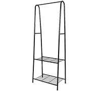 HUOLE Portant/Penderie à vêtement Métal étendoir, séchoir à Linge Porte-vêtements - Porte-vêtements pour chambre à coucher - Avec compartiments à 2 niveaux (Noir (59.5 * 36.5 * 160cm))