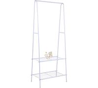 HUOLE Portant/Penderie à vêtement Métal étendoir, séchoir à Linge Porte-vêtements - Porte-vêtements pour chambre à coucher - Avec compartiments à 2 niveaux (Blanc (59.5 * 36.5 * 160cm))