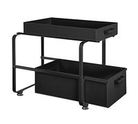 HUOLE Rangement sous évier Support d'armoire Coulissant,Organisateur de Cuisine à 2 Niveaux Rangement sous évier, pour Cuisine Armoire Salle de Bain, Acier au carbone-40 * 25,5 * 39,5 cm-Noir (2PC)