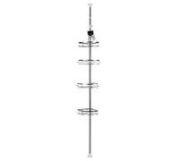 HUOLE Serviteur de Douche Telescopique en métal,serviteur de douche à fixation facile,étagère d'angle extensible pour shampoing, après-shampoing,4 paniers,Taille réglable de 110-280cm (4étage)