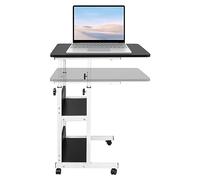 HUOLE Table d’Appoint Roulante avec 2 tablettes, Lit de Canapé Portable Moderne, Capacité de Charge 20 kg, pour l'Ordinateur, Café, Cadre pour Salon Chambre Couloir Bureau Petit Espace