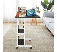 HUOLE Table d'appoint légère, de lit médicalisé,Bureau Informatique, Bureau Gaming, Roulante Canapé pour Ordinateur Portable Hauteur Pliante avec 4 roulettes-60 * 40 * 76-86.5 cm-Noir