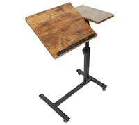 HUOLE Table d'appoint légère, de lit médicalisé,Bureau Informatique, Bureau Gaming, Roulante Canapé pour Ordinateur Portable avec 4 roulettes,60 * 34.5 * 58/90cm-jaune Cerise